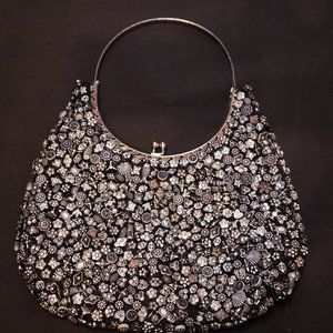 Vintage Beaded Metal Handle Purse